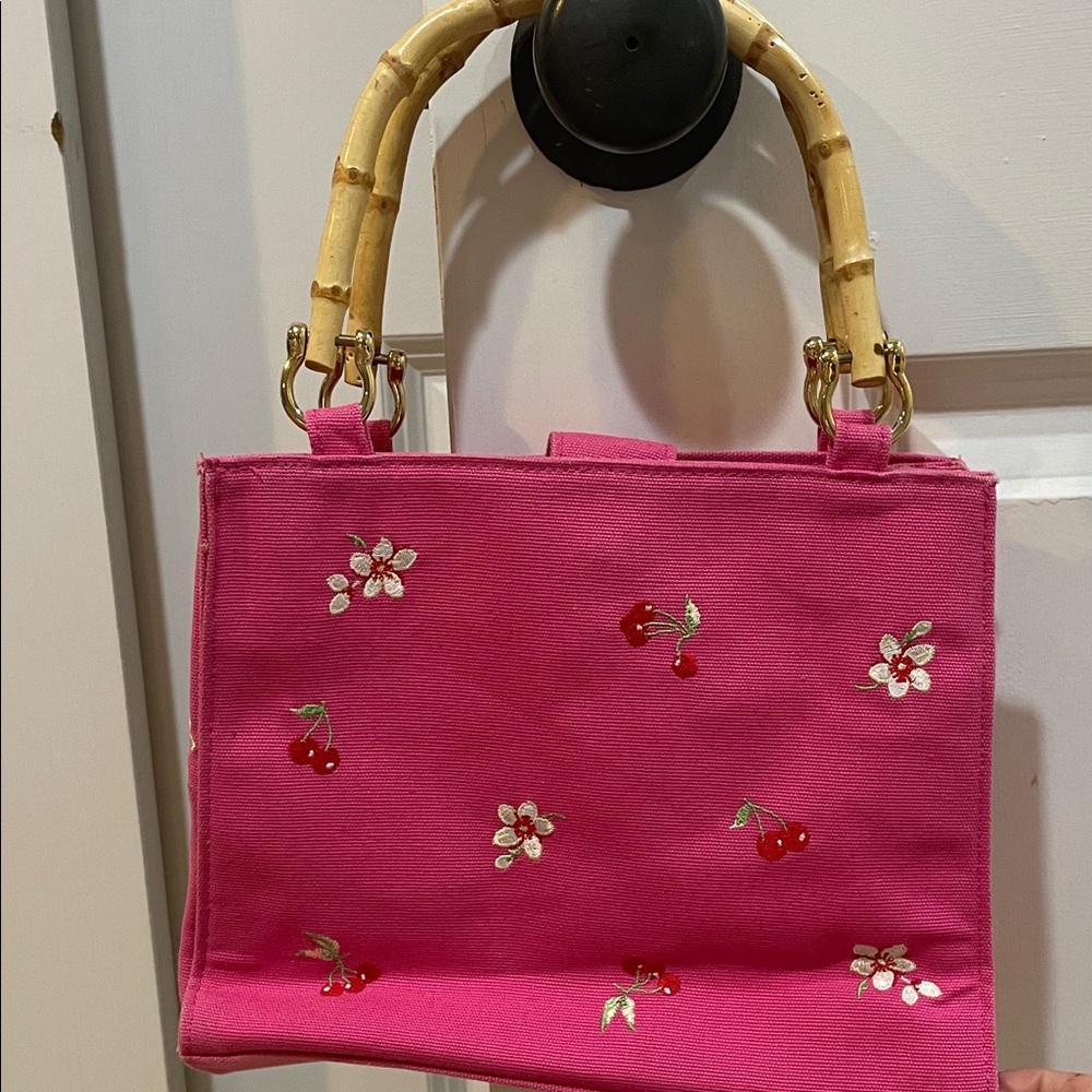 Mercer & Madison Pink Mini Bag with Bamboo Handle